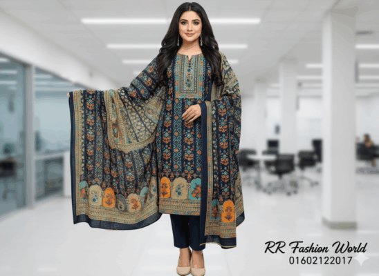 Jaypuri Bouquties Three-Piece | Premium Jaypuri Cotton Boutique Dress | Elegant Printed Collection | RR Fashion World - Image 3