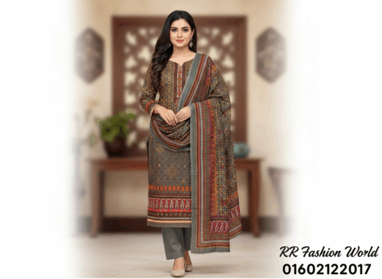 Jaypuri Bouquties Three-Piece | Premium Jaypuri Cotton Boutique Dress | Elegant Printed Collection | RR Fashion World - Image 2