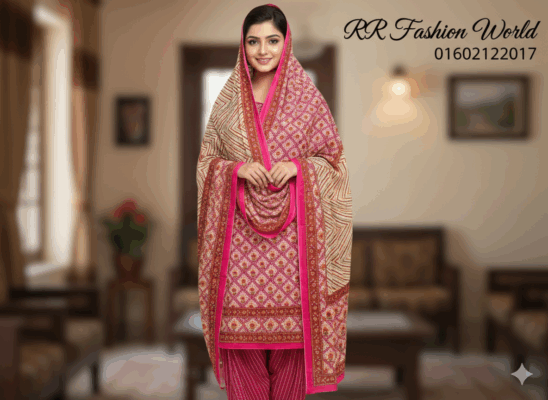 Patel Jaypuri Bouquties Three-Piece | Premium Jaypuri Cotton Boutique Dress | Elegant Printed Collection | RR Fashion World