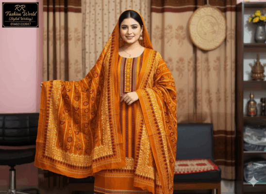 Jaypuri Bouquties Three-Piece | Premium Jaypuri Cotton Boutique Dress | Elegant Printed Collection | RR Fashion World