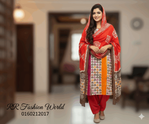 Rong Dhunu Tuli Batik Three-Piece | Premium Cotton Batik Dress | Hand-Tuli Batik Print | RR Fashion World