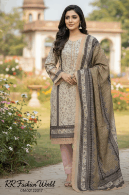 Luxury Cotton Embroidery Work Three-Piece