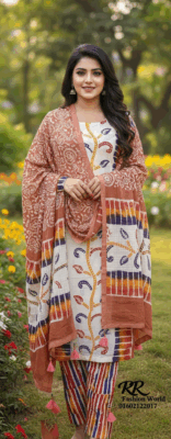 Special Kota Batik Three-Piece | Premium Soft Kota Fabric | Batik Printed Women’s Dress | RR Fashion World