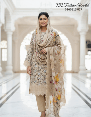 Laser Cut Lawn Three Piece | Premium Laser Cut Embroidered Lawn Dress for Women | RR Fashion World