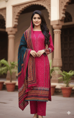 Bin Saeed Embroidery with Sequence Work Dress | Premium Embroidered & Sequenced Lawn Three Piece | RR Fashion World