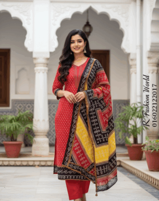 Luxury Cotton Three Piece | Printed Cotton Dress for Women | RR Fashion World