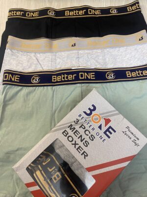 🩳 Men’s Boxer – 1 Box (3 Pcs) | Soft & 100% Breathable Cotton