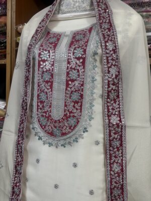 Star Georgette Most Demanding White Color Gorgeous Dress for Women - Image 4